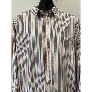 Aeropostale Slim Fit Men's Pink Striped Long Sleeve Button‎ Up Shirt Size XL